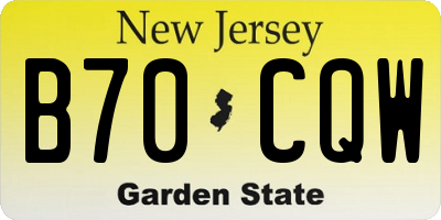NJ license plate B70CQW