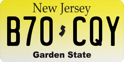 NJ license plate B70CQY