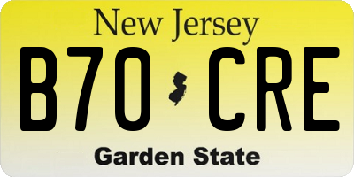 NJ license plate B70CRE