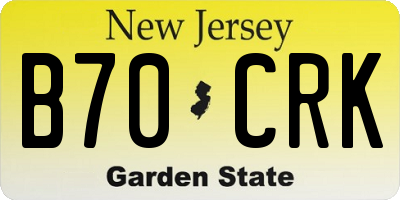 NJ license plate B70CRK