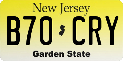 NJ license plate B70CRY