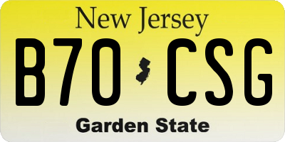 NJ license plate B70CSG