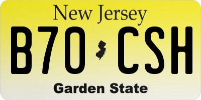 NJ license plate B70CSH