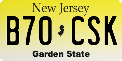 NJ license plate B70CSK