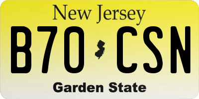 NJ license plate B70CSN