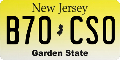 NJ license plate B70CSO