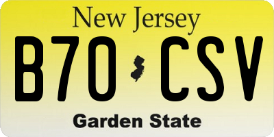 NJ license plate B70CSV