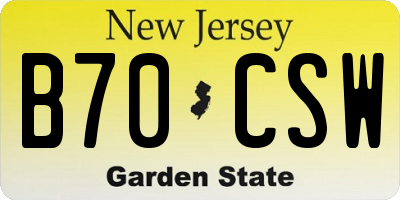 NJ license plate B70CSW
