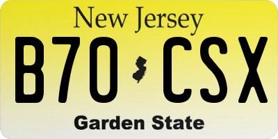 NJ license plate B70CSX