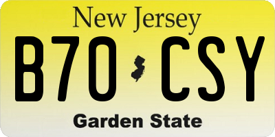NJ license plate B70CSY