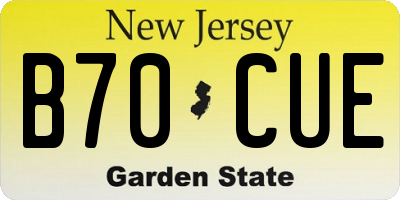 NJ license plate B70CUE