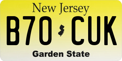 NJ license plate B70CUK