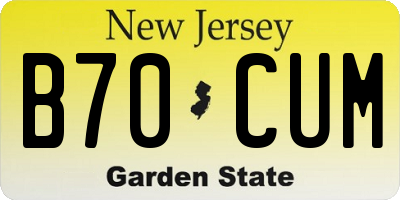NJ license plate B70CUM