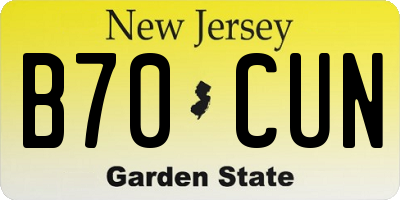 NJ license plate B70CUN