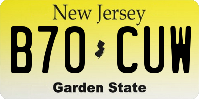 NJ license plate B70CUW