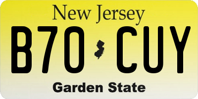 NJ license plate B70CUY