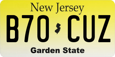 NJ license plate B70CUZ
