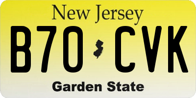 NJ license plate B70CVK