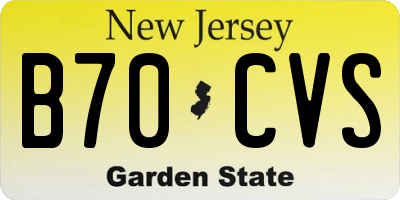 NJ license plate B70CVS