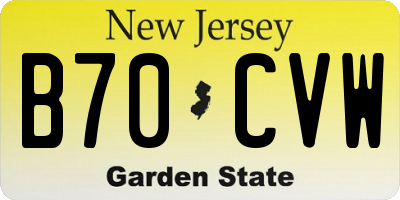 NJ license plate B70CVW