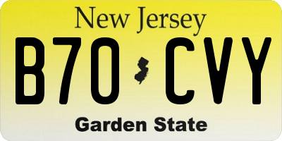 NJ license plate B70CVY