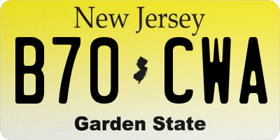 NJ license plate B70CWA