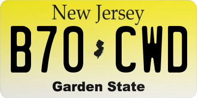 NJ license plate B70CWD