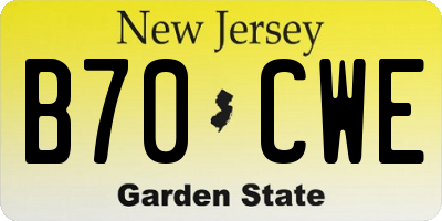 NJ license plate B70CWE
