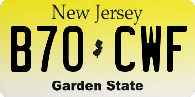 NJ license plate B70CWF