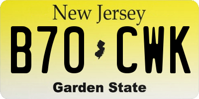 NJ license plate B70CWK