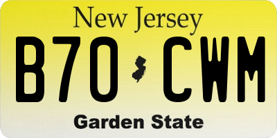NJ license plate B70CWM