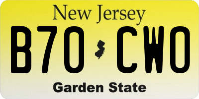 NJ license plate B70CWO