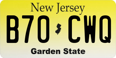 NJ license plate B70CWQ