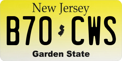 NJ license plate B70CWS