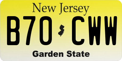 NJ license plate B70CWW