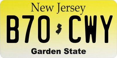 NJ license plate B70CWY