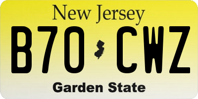 NJ license plate B70CWZ