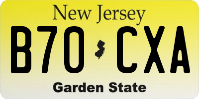NJ license plate B70CXA