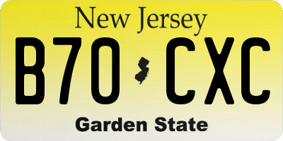 NJ license plate B70CXC