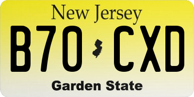 NJ license plate B70CXD