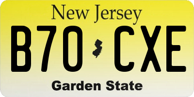 NJ license plate B70CXE