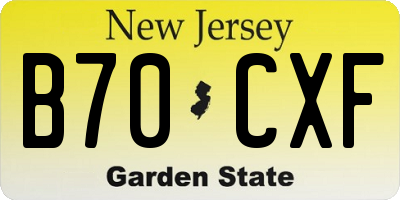 NJ license plate B70CXF