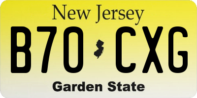 NJ license plate B70CXG