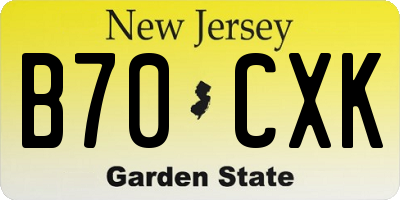 NJ license plate B70CXK