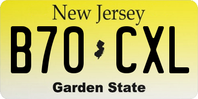 NJ license plate B70CXL