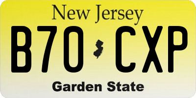 NJ license plate B70CXP