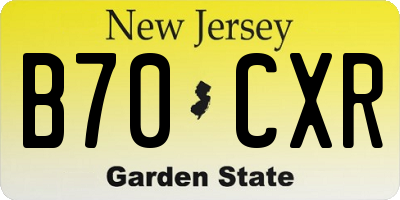 NJ license plate B70CXR