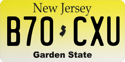 NJ license plate B70CXU