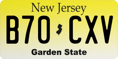 NJ license plate B70CXV