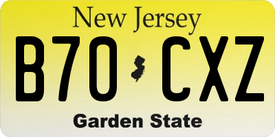 NJ license plate B70CXZ